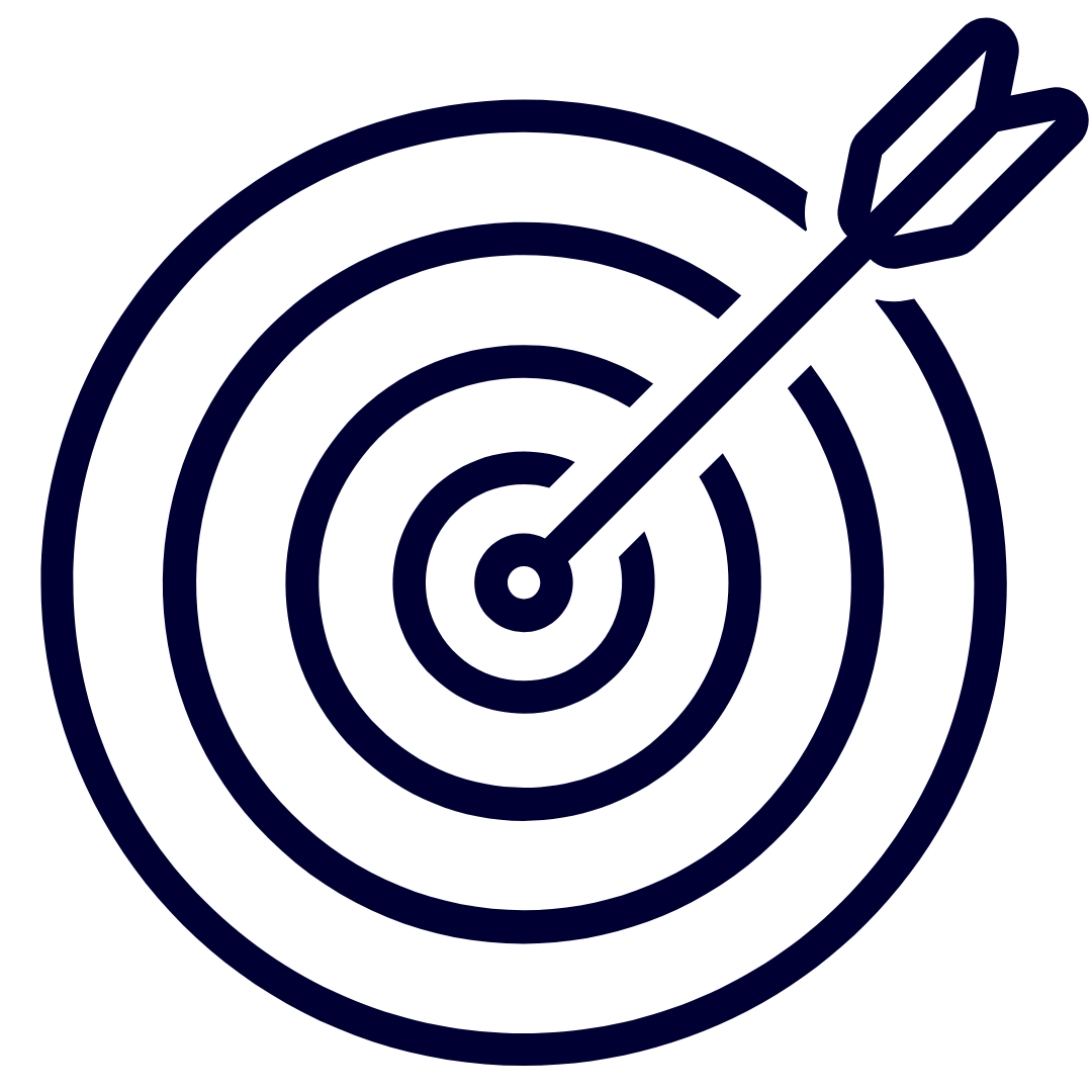 A target with concentric circles and an arrow hitting the center, symbolizing precision and focus in family law matters.